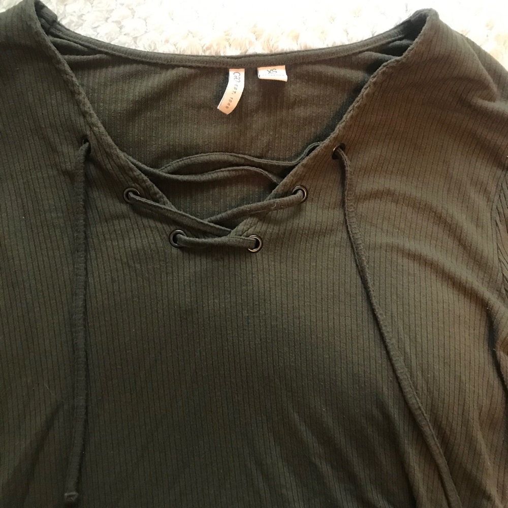 Cato Army Green Ribbed Top - Picture 5 of 5